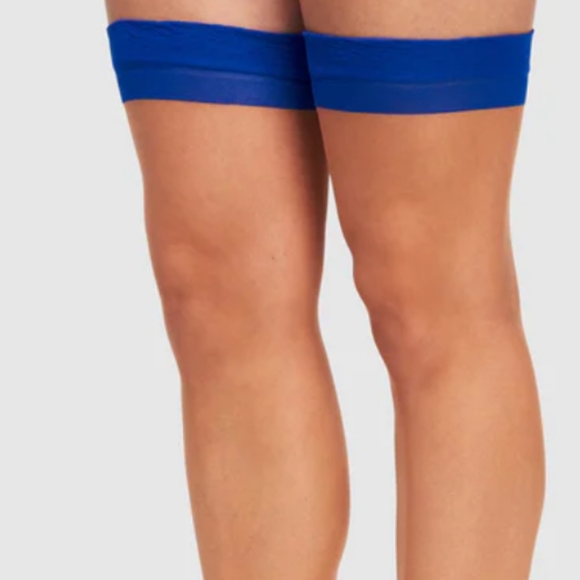 Two Tone Royal Blue & Nude Thigh High Stockings By Fredrick's of Hollywood (M) - Picture 3 of 3